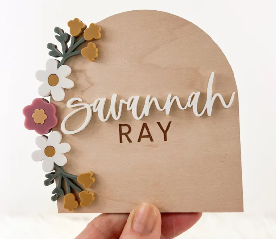 Floral Baby Name / Name Announcement Sign