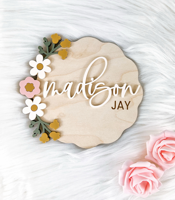 Floral Baby Name / Name Announcement Sign