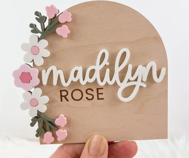 Floral Baby Name / Name Announcement Sign