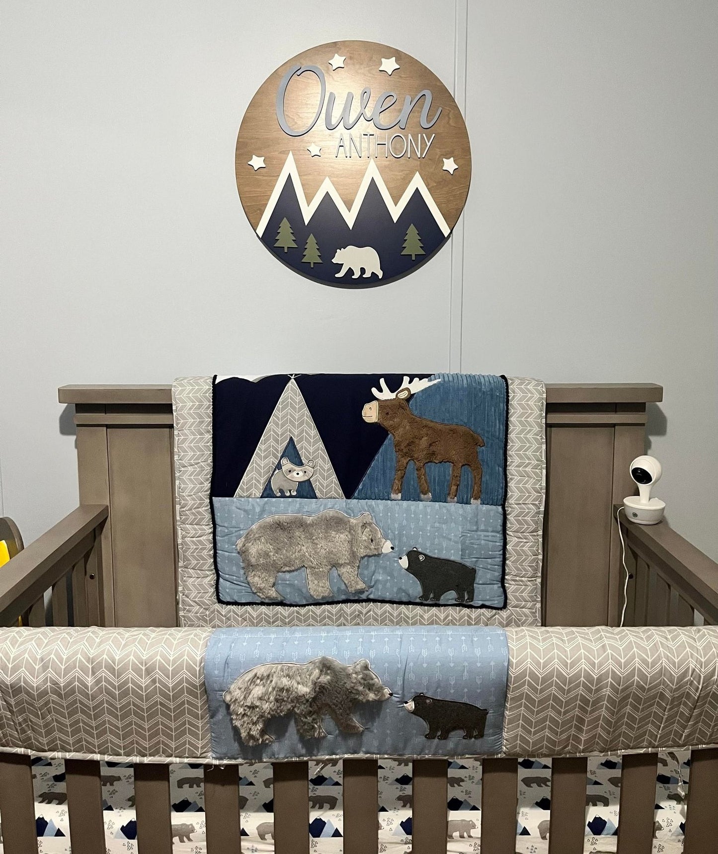 Navy/Denim Mountain and Stars Nursery/Kid's Room Sign