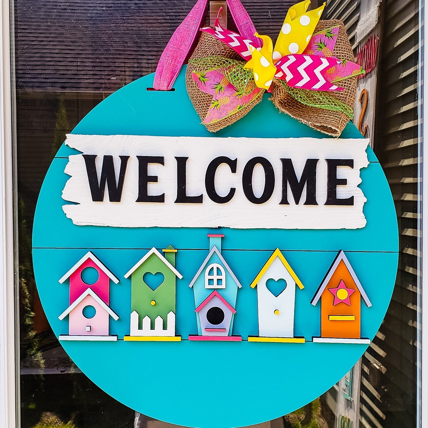 "Welcome" Birdhouse 15" Round