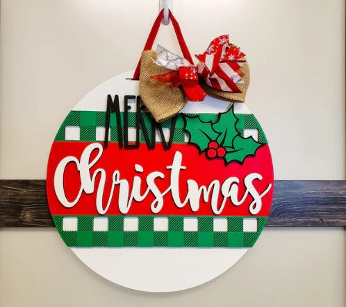 "Merry Christmas" Mistletoe 15.5" Round DIY Kit