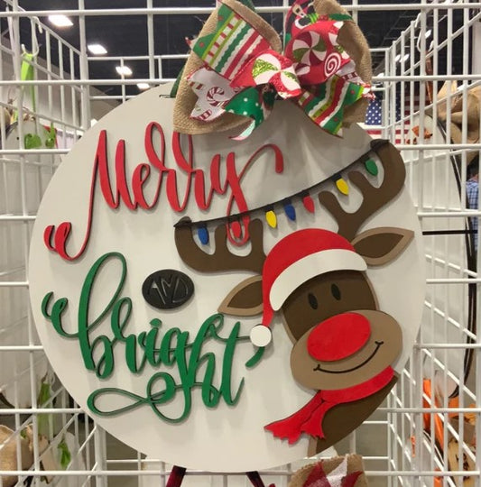 "Merry and Bright" Rudolph 15.5" Round DIY Kit
