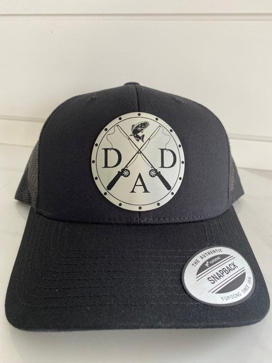 "DAD" Fishing Hat Brushed Stainless