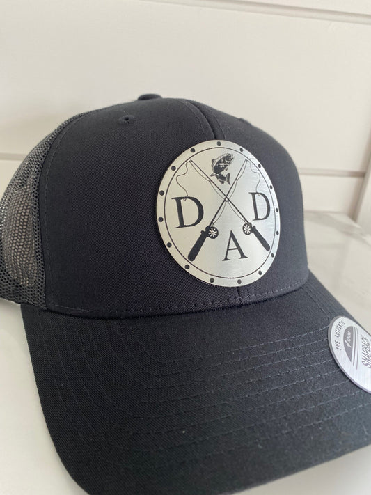 "DAD" Fishing Hat Brushed Stainless