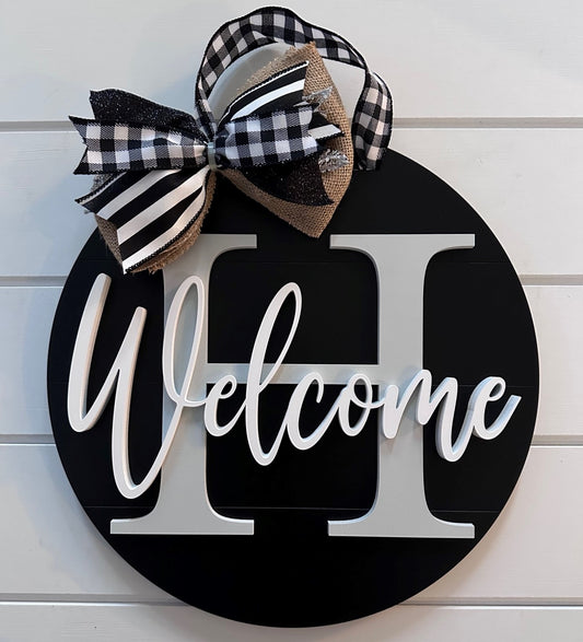 Monogram "Welcome" 15.5" Round Finished