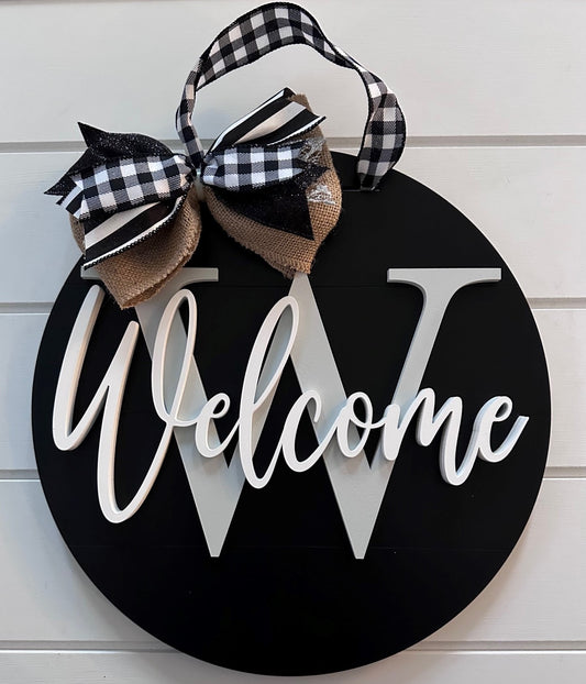 Monogram "Welcome" 15.5" Round Finished