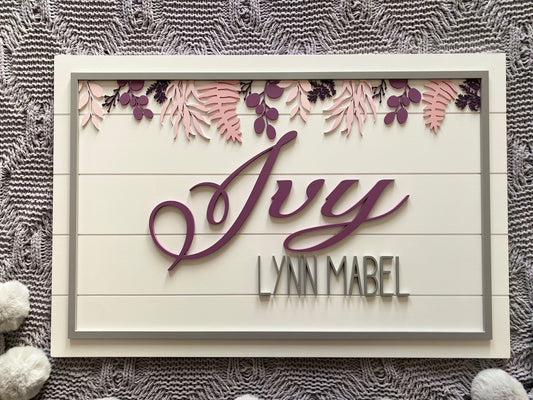 Botanical Custom Nursery/Kid's Room Sign Style 3