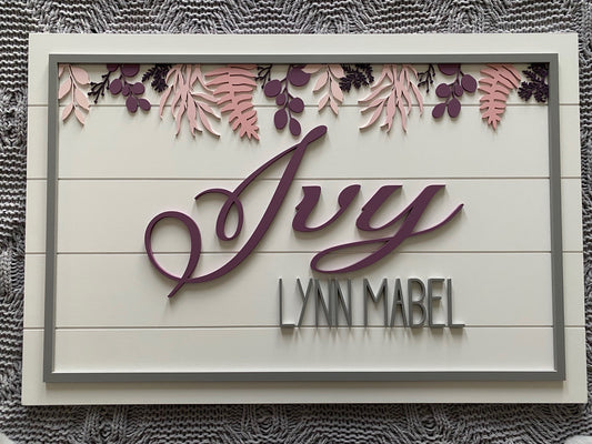 Botanical Custom Nursery/Kid's Room Sign Style 3