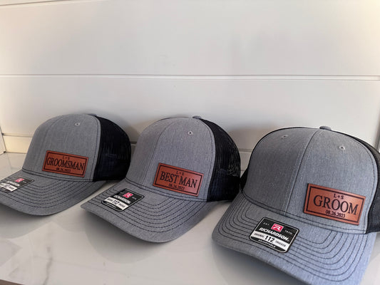 Custom Leather Patch Wedding Hats