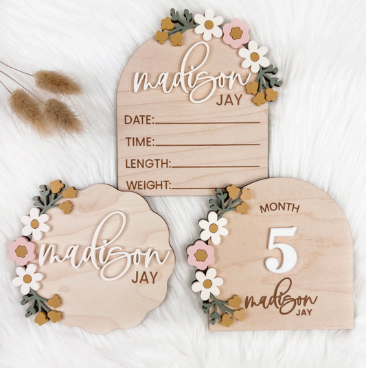Floral Birth Stat Sign