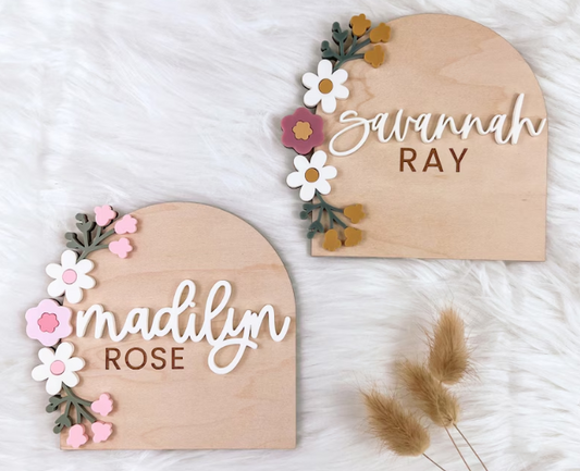 Floral Baby Name / Name Announcement Sign