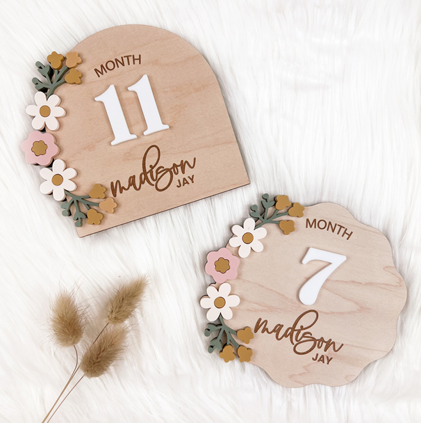 Floral Milestone Sign (Interchangeable) – The Modern Saltbox