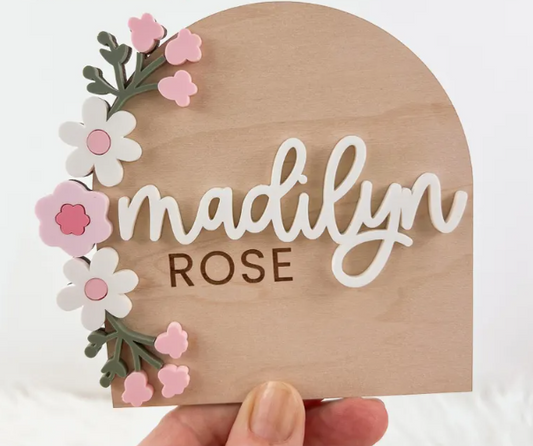 Floral Baby Name / Name Announcement Sign