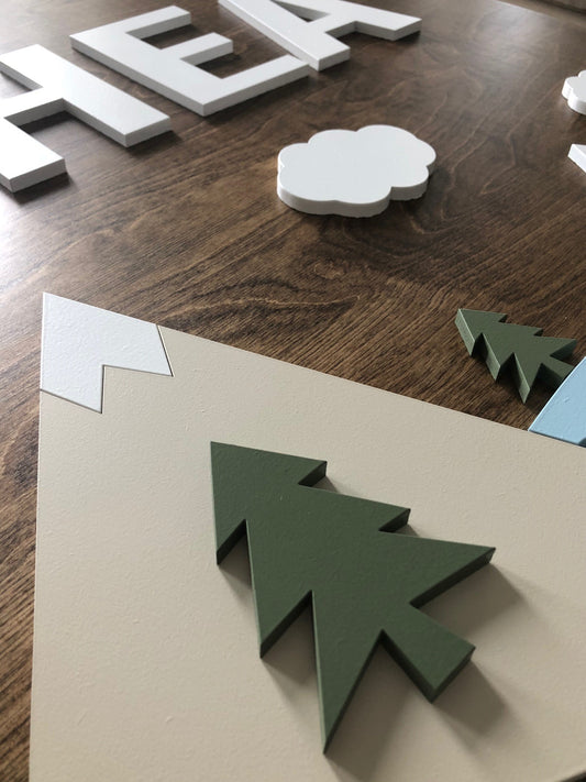 Custom Mountains with River Nursery/Kid's Room Sign