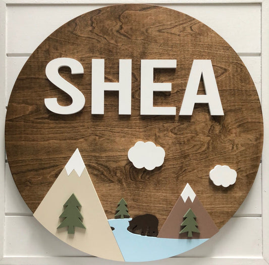 Custom Mountains with River Nursery/Kid's Room Sign