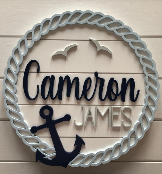 Blue/Navy Nautical Nursery/Kid's Room Sign