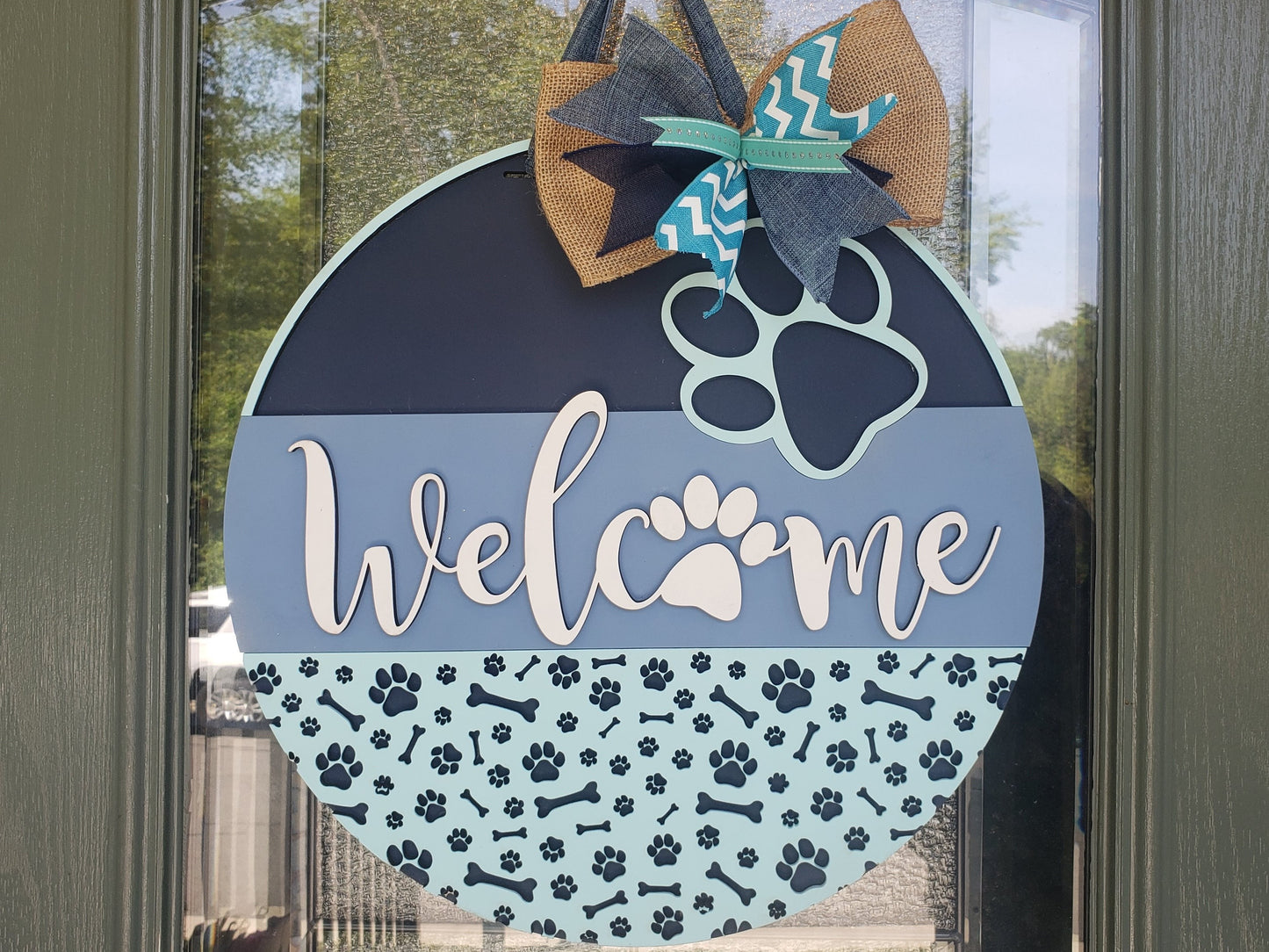 "Welcome" Pawprint 15" Round