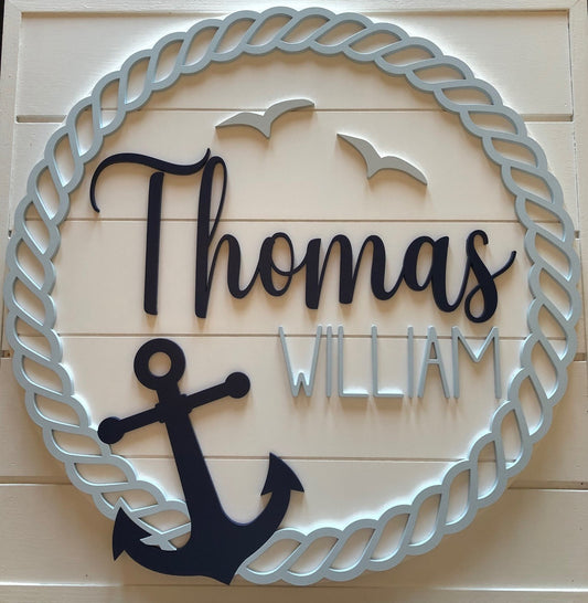 Blue/Navy Nautical Nursery/Kid's Room Sign